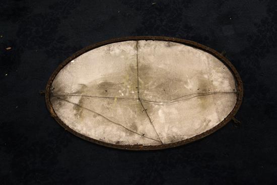 A George III Irish oval framed mirror, c.1800, 2ft 3.5in. x 1ft 5.5in.